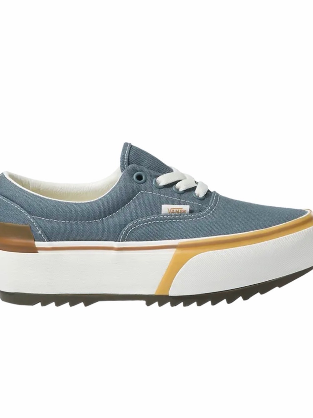 Vans Blue Canvas Platform Sneaker with Tan Accent